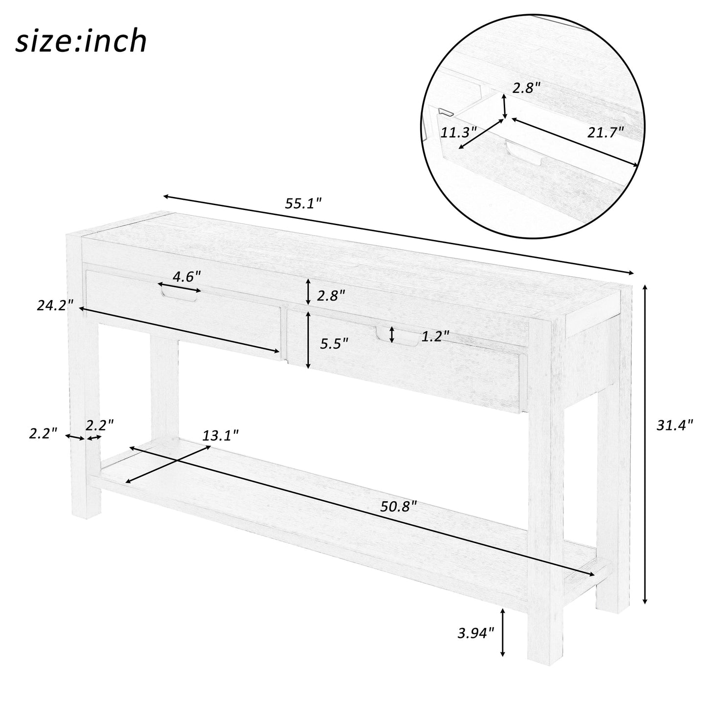 Table pour couloir